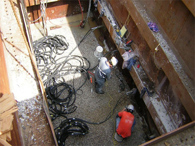 Grouting operation in progress